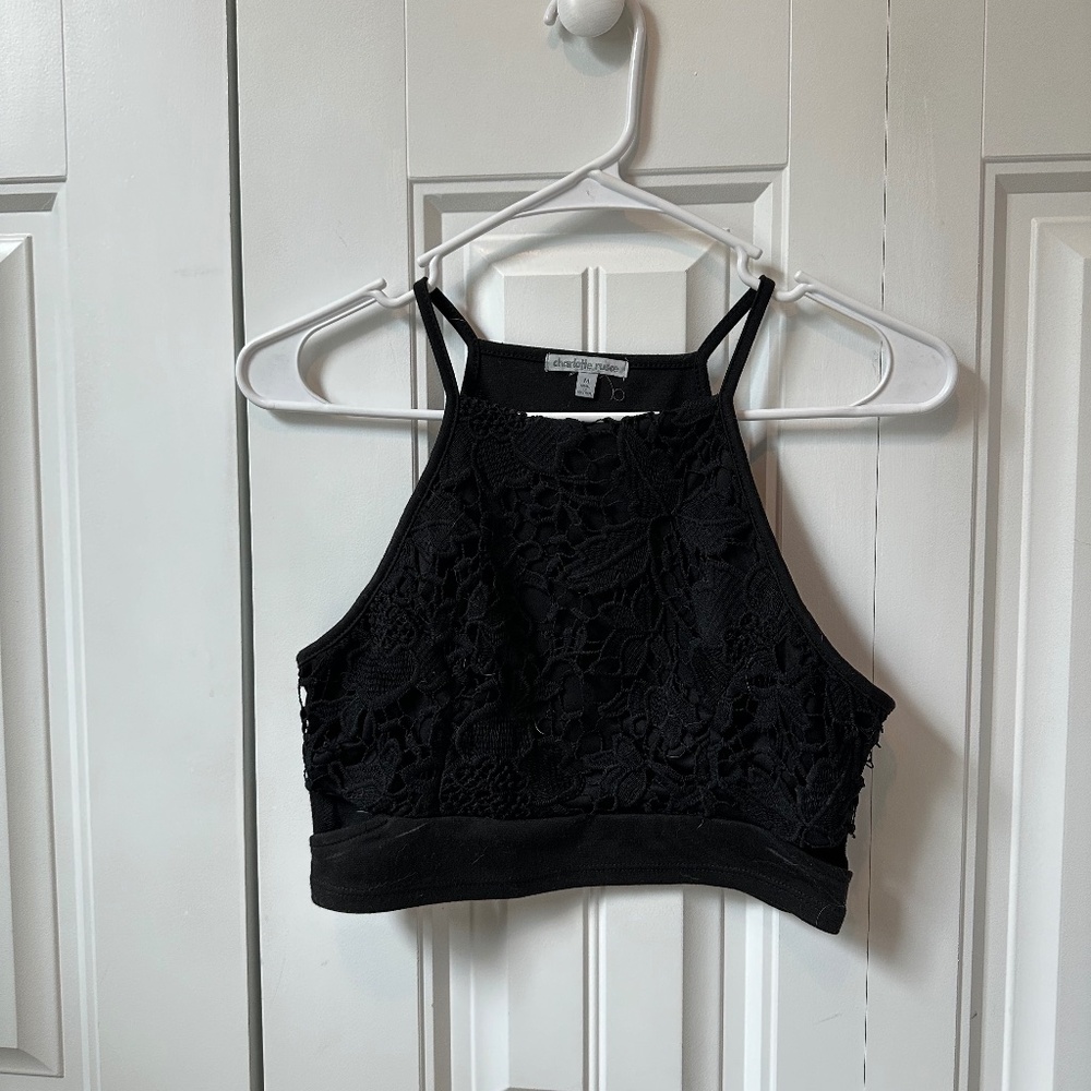Charlotte Russo Black Crop Top